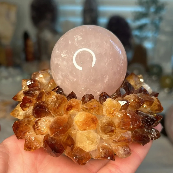 Natural Citrine Point Crystal Candle or Sphere Holder Brazil Statement Display - Picture 7 of 7